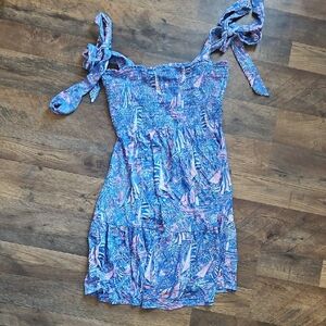 Blue and Pink Smocked Sundress